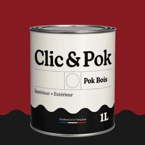 Peinture Bois Extérieur – POK BOIS - 1L - RAL 3003 - Rouge rubis- Résistante aux intempéries - Ne s'écaille pas