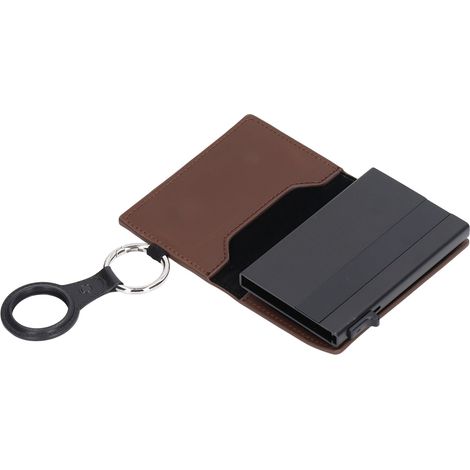 Portefeuille carte en alliage d'aluminium anti-vol d'identité pour hommes femmes amis, étui à cartes de crédit, couleur café