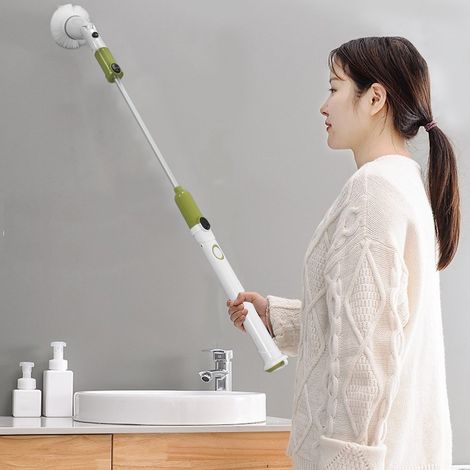 Kabellose elektrische Reinigungsbürste mit langem Griff, Fliesenbürste, elektrische Reinigungsbürste, Badbodenbürste, entspricht europäischen Umweltstandards (1/5)