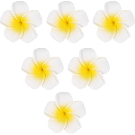 Set di 100 petali di fiori artificiali di frangipani hawaiano in schiuma bianca, ideali per cappelli, capelli e corone, decorazioni fai da te per matrimoni, 5 cm. (1/5)