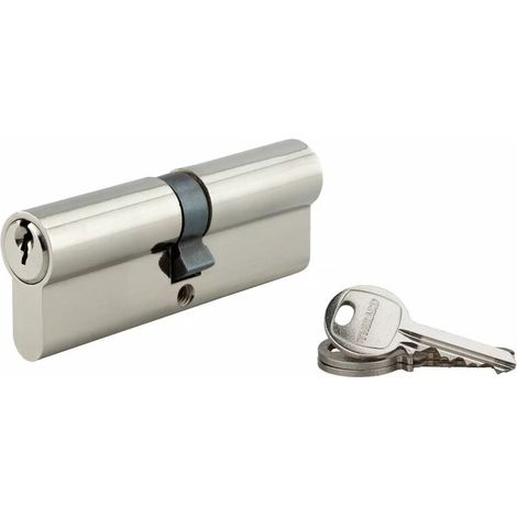 Cylindre de serrure cranté 45 x 45 mm – 5 goupilles – Panneton anti-arrachement – 3 clés en acier nickelé – Profil européen (1/3)