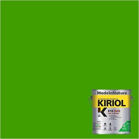 Peinture Bois et Métaux, Sous couche et Finition, Antirouille, sur Fer, Acier, Galvanisé, même rouillés, très opacifiant - 2.5 litres - RAL 6018. (1/4)