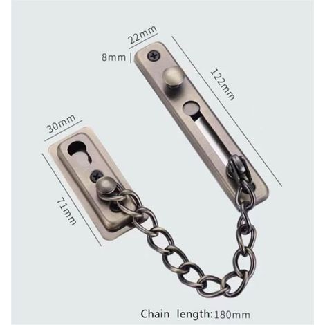 Chaîne sécurité porte inox noir - Lot 6 - Limiteur étroit avec vis - Pour porte interne Aucuneary (1/2)