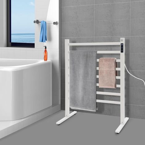 Chauffe-serviettes électrique sur pied 180 W - 45-65 °C - Avec affichage LED intelligent - Charge maximale : 8 à 10 kg - Pour salle de bain, hôtels et spas