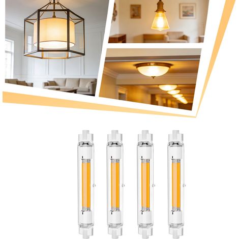 Lot de 4 ampoules LED R7S de 118mm, ampoules à double culot enfichables, projecteurs à double culot orientables à 360° et à intensité variable 2000LM, Luminaire (1/5)
