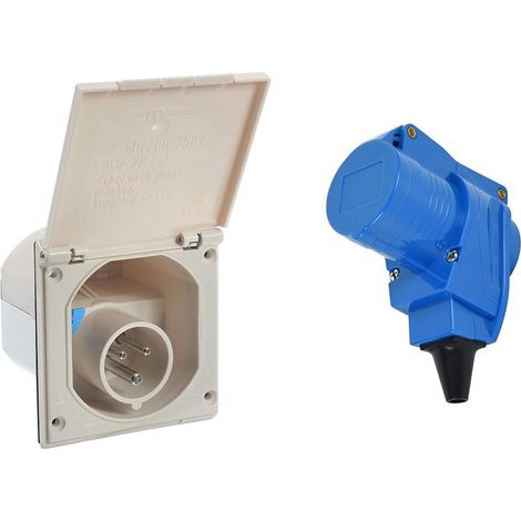 Prise d'alimentation CEE pour Caravanes 230V / 16A Prise à 3 Broches avec Couvercle (1/5)