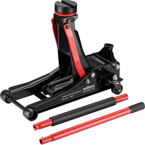 XPOtool Gato hidráulico de perfil bajo 3 t con bomba doble, altura de elevación 85-500 mm para elevar coches y otros vehículos gato de maniobra gato de carretilla (1/5)