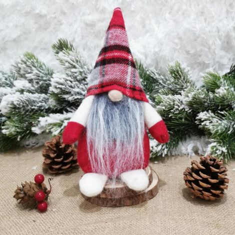 Gnome - Décoration De Noël En Tissu Et Bois - Figurine Sans Visage Pour Arbre De Noël Et Intérieur - Lot De 1 (1/3)