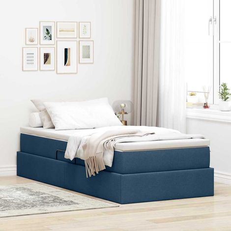 Aufbewahrungsbett mit Matratze Blau 90 x 200 cm Polyester (1/5)