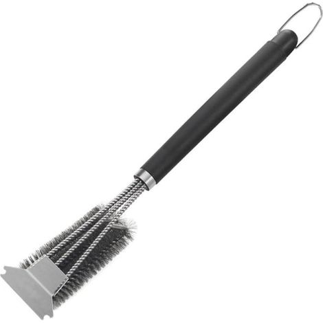 Brosse De Nettoyage De Gril De Barbecue Accessoires De Cuisine en Acier Inoxydable Poils Brosses De Nettoyage Outil De Cuisson Gadget De Barbecue Extérieur, Black, 45.8 17.8cm (1/5)