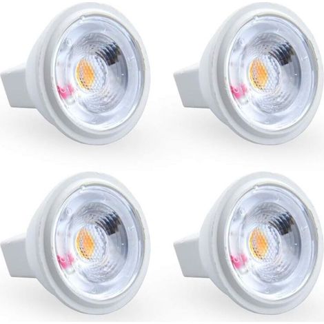 3W MR11 GU4 Ampoule LED Blanc froid 6000K AC/DC 12V Equivaut à l’Ampoule Halogène 35W Parfait pour maison, bureau, magasin, supermarché, bars, café, exposition, hôtel, restaurant, etc (4pcs) [Classe é (1/4)