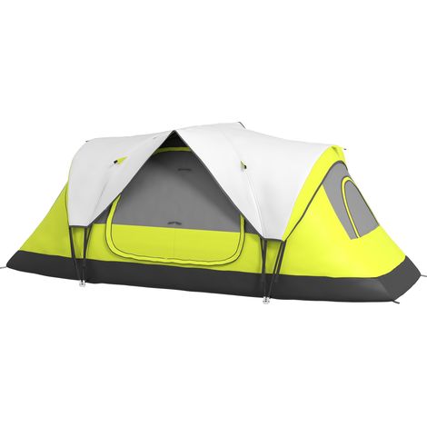 Tente de camping 2 chambres mur de séparation 6-8 personnes protection pluie vert foncé