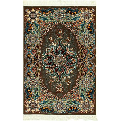 Tapis persan Ahu  - 180x120cm, Rectangular - 100% Acrylique - Tissé - Marron