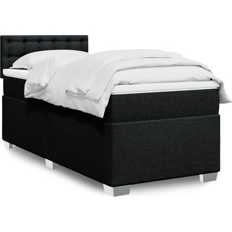 Boxspringbett mit Matratze Schwarz 90x200 cm Stoff