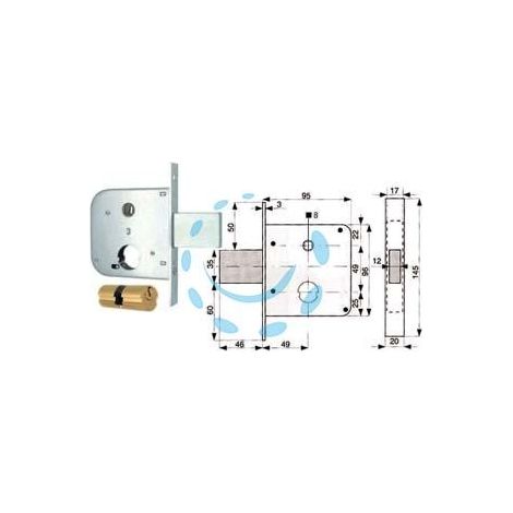 SERRATURA INFILARE CANCELLI CATENACCIO E SCR. + QUADRO CIL. TONDO 134 - mm.50 (134 50 0)