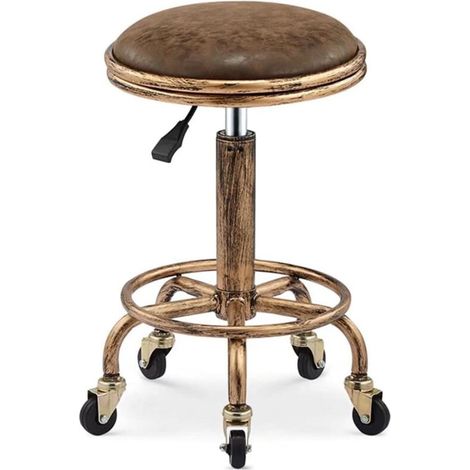 Vintage Bar Stool, Rolling Stool, 360° Swivel Bar Stool, Height Adjustable Bar Stool 50-64cm, Hairdressing Stool Workshop Stool Bar Table Stool