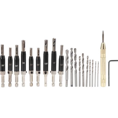 22 pièces foret à centrage automatique pour charnières, kit de perçage auto-centreur pour portes et fenêtres (1/5)