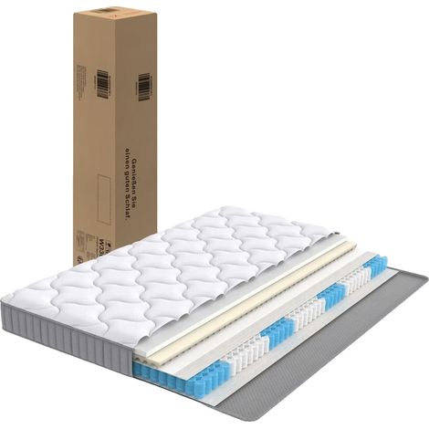 Taschenfederkernmatratze, 7-Zonen-Komfort, atmungsaktives Design, Dunkelgrau (1/2)