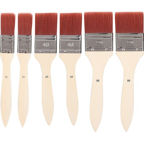 Ensemble de 6 pinceaux en nylon et laine pour vernis, adaptés à la gouache, à l'aquarelle, à l'acrylique et à la peinture à l'huile.