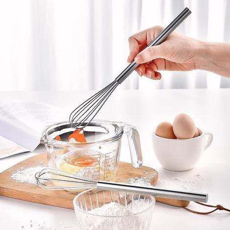 Ensemble de 3 mini-fouets en acier inoxydable - Parfait pour mélanger, fouetter, remuer, faire mousser et battre - acier inoxydable (1/5)