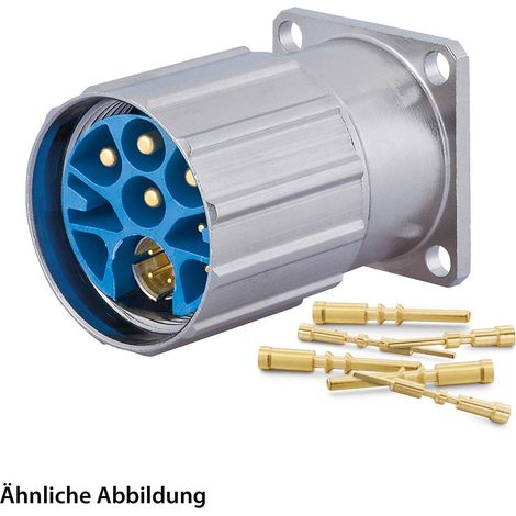 HUMMEL SET inkl. Kontakte M23 Hybrid Gerätesteckverbinder, Crimpeinsatz gerade Polzahl 3+4+4+PE, Stift mit Rändelmutter Vorderwand - 1 Stück