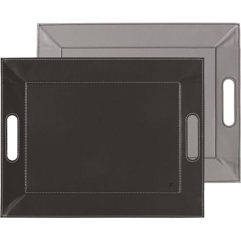 Reversibler zweifarbiger Serviertablett 45 x 35 cm Schwarz / Grau - Freeform
