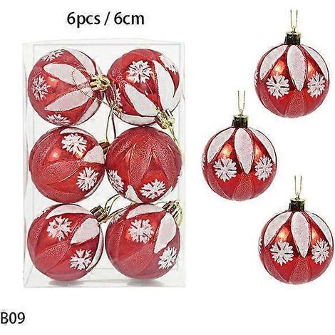 6 à 24 boules de Noël rouges et dorées, décorations pour sapin de Noël, grandes boules à suspendre, décorations de Noël et du Nouvel An (B09-6 pièces) (1/5)
