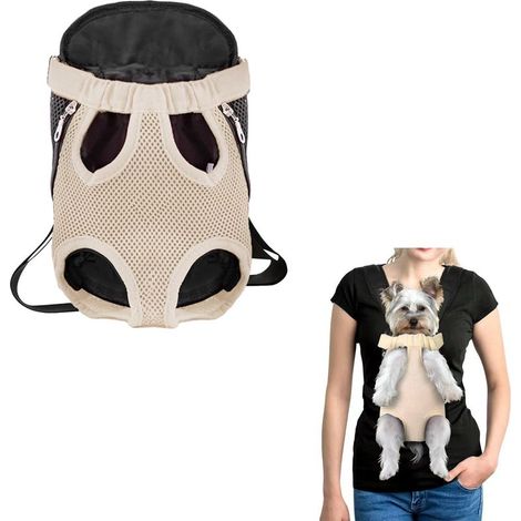 Sac Transport Chat, Réglable Sac à Dos, Sac à Dos de Transport pour Chiens, Porte Chat Ventral, Respirant, pour Chiot de Petite, M (1/5)