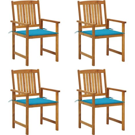 Lot de 4 Chaises de jardin avec coussins - Chaises d'extérieur pour terrasse/jardin Bois d'acacia massif BV293125 - BonneVie (1/5)