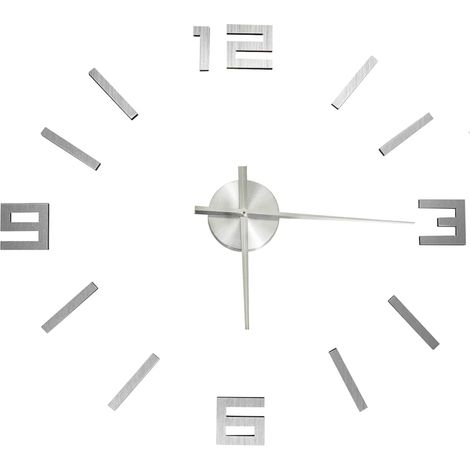 vidaXL Reloj 3D de pared con diseño moderno plateado 100 cm XXL (1/2)