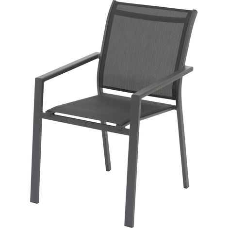 Poltrona da giardino impilabile essentia antracite e grafite in alluminio epossidico - Hespéride (1/5)