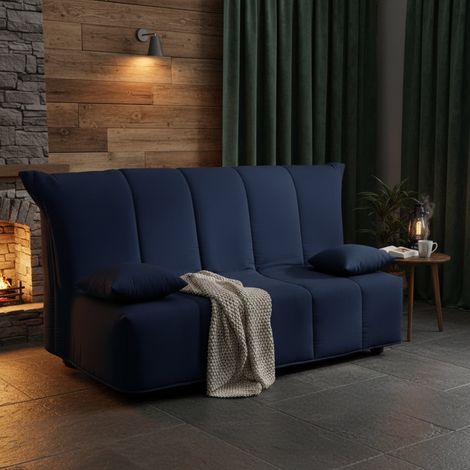 Talamo Italia Canapé Allegra, Canapé 3 places, 100% Made in Italy, Canapé de salon avec ouverture trolley avec ouverture trolley, en tissu matelassé, avec oreillers inclus, Cm 165x90h85, Bleue, avec e (1/5)