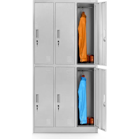 Jan Nowak Spint 3B2A Schließfachschrank Fächerschrank Wertfachschrank Umkleideschrank 6 Fächer Stahlblech Pulverbeschichtet 185cm x 90cm x 45cm grau (1/5)