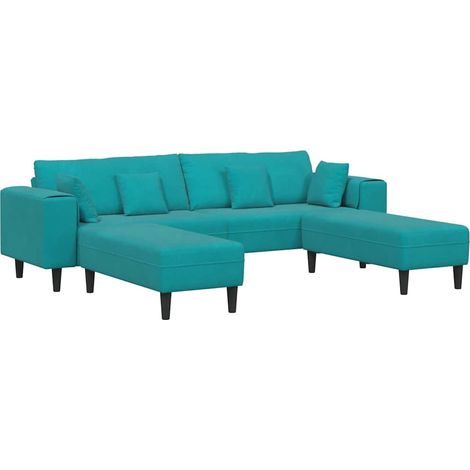 Velvet Sofa with Cushion 3 pcs Turquoise 208 cm Velvet vidaXL