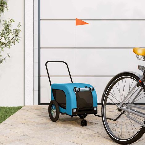 Remorque vélo pour animaux, tissu Oxford, bleu et noir, 124 x 53 x 53 cm - PANGIVO (1/5)
