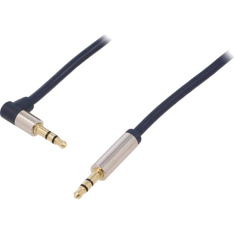 Cable Jack 3.5mm 3pin male Jack 3.5mm 3pin prise male angulaire 1m - Bleu Fonce