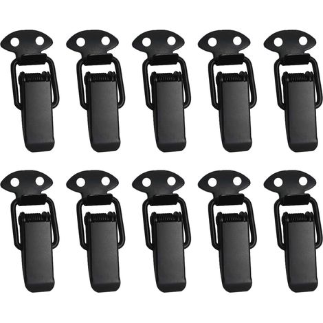 10 schwarze Federverschlüsse aus Eisen, 3. Generation, für Schmuckkästchen, Werkzeuge, Schubladen, Schränke. (1/5)