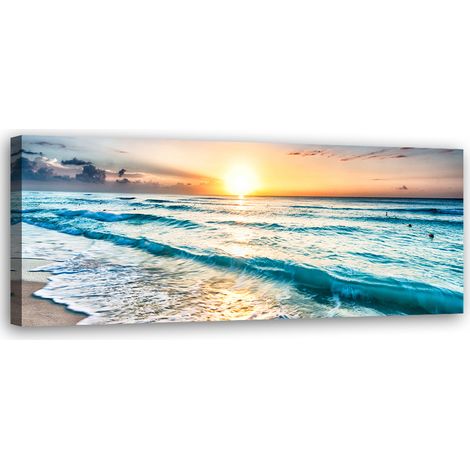 Tableau sur toile Vagues sur la plage 90x30 (1/5)