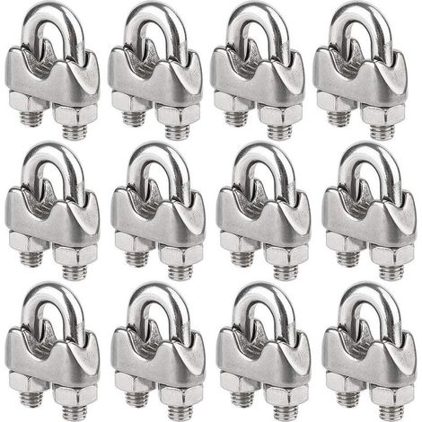 Lot de 12 Serre-câbles étrie en Acier Inoxydable pour Câble Métallique de 4mm Diamètre(M4), (1/5)