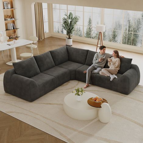 Canapé compressé, sans montage, mousse compressée, 267 cm, gris foncé, tissu (1/5)