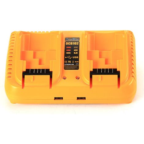 DCB102 Dewalt Chargeur de batterie de rechange, chargeur de batterie Dewalt 12 V-20 V/60 V, chargeur rapide, compatible avec DCB203 DCB204 DCB609 DCB124 DCB126 avec port USB (1/5)