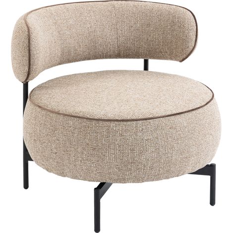 HOMCOM butaca de salón con asiento giratorio, sillón de salón, tapizado en lino, con asiento amplio, acolchado grueso, patas de metal, beige