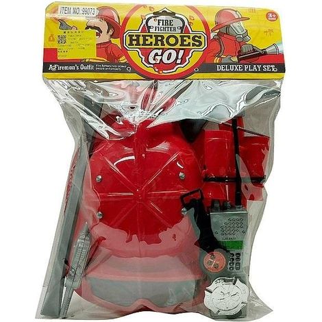 Set da pompiere con casco e maschera