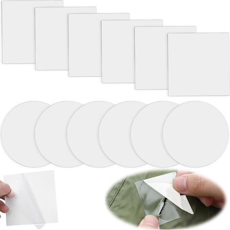 12 Pièces Rustine Matelas Gonflable TPU Transparent, rustine spa gonflable, Kit de Réparation Piscine et Spa Gonflable, rustine piscine, Patch Autocollant Étanche pour Tente, Veste,Bouée, Liner (1/5)