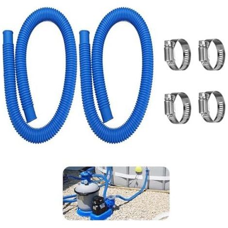 Tuyau Piscine 32mm, 2Pcs Tuyau de Rechange pour Pompe de Piscine, Tuyau Piscines Hors Sol pour Intex 330, 530 et 1000 GPH, 1.5m/59in x 32mm/1.25in (LD) (1/5)