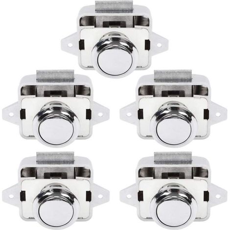 Bouton poussoir pour camping-car - Bouton de fermeture de porte de placard pour camping-car, caravane, 5 pièces, argent (1/4)