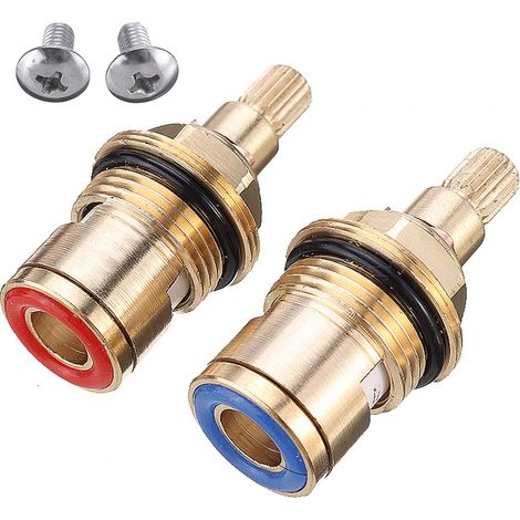 Ensemble de 2 valves de robinet de rechange en laiton et céramique, à cartouche quart de tour (1/2"), pour robinet de salle de bain ou de cuisine.