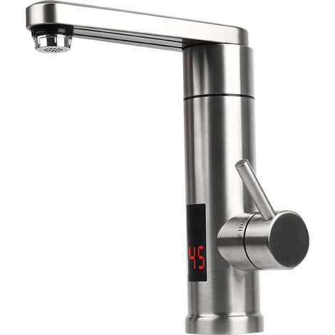 Robinet Chauffant Instantané 3000W 220V en Acier Inoxydable 304, Cuisine Chaude et Froide Réglable, 360° Rotatif pour Cuisine Bar Salle de Bains, Affichage LED (1/5)
