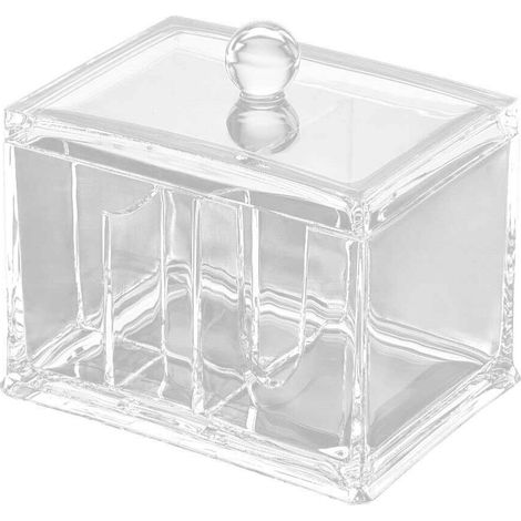 Organizer porta cotton fioc e dischetti struccanti con foro portatrucco e rossetti quadrato con coperchio richiudibile accessori arredo bagno (1/5)