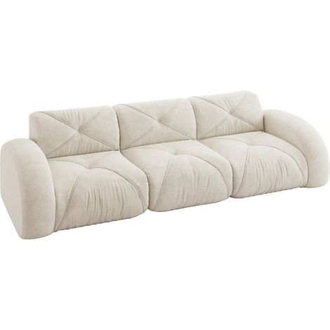Divano modulare senza telaio a 3 posti in ciniglia beige chiaro 281 x 95 x 76 cm (1/5)